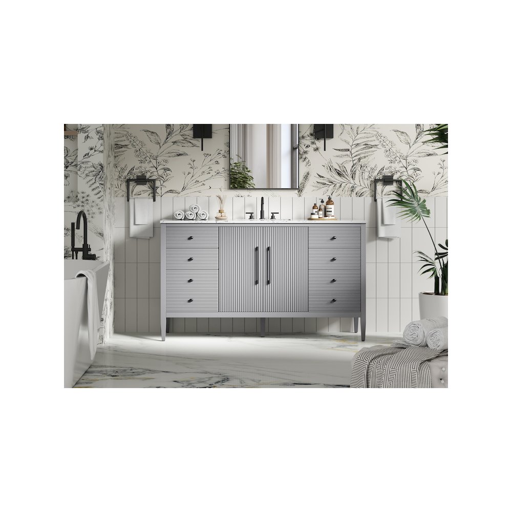 60 inch Single Bathroom Vanity in Grey. Picture 2
