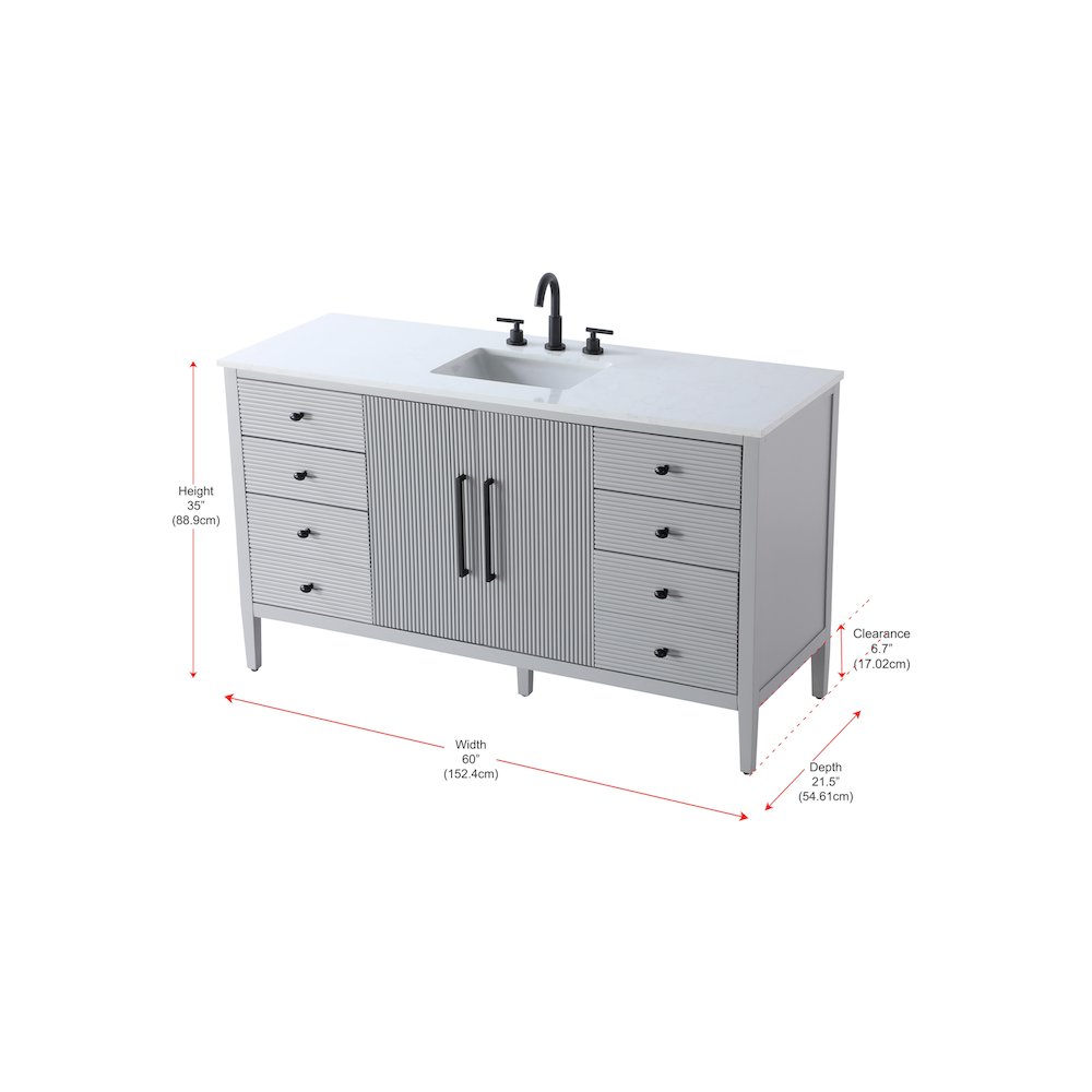60 inch Single Bathroom Vanity in Grey. Picture 13