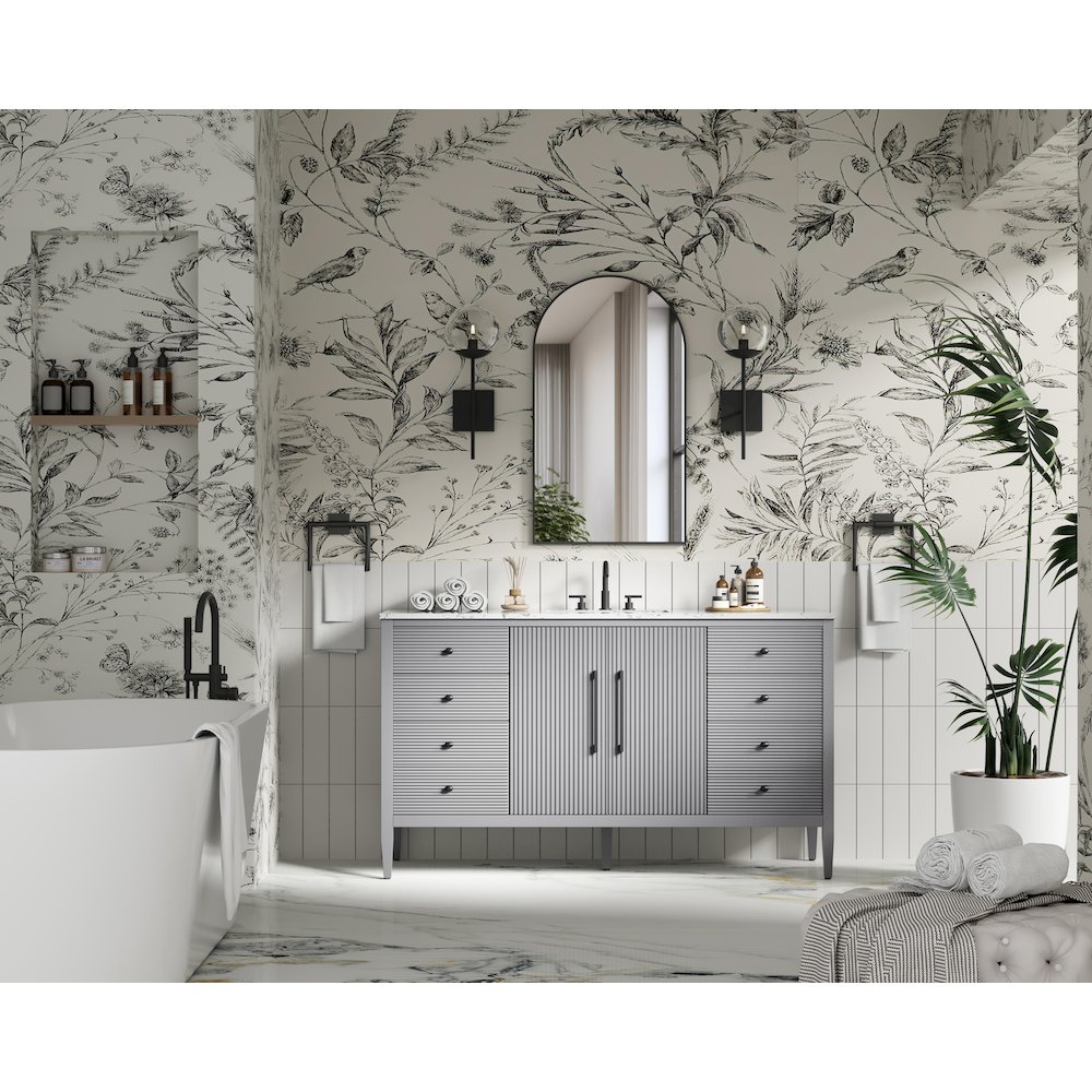 60 inch Single Bathroom Vanity in Grey. Picture 4