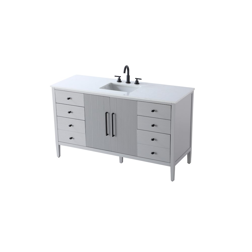 60 inch Single Bathroom Vanity in Grey. Picture 6