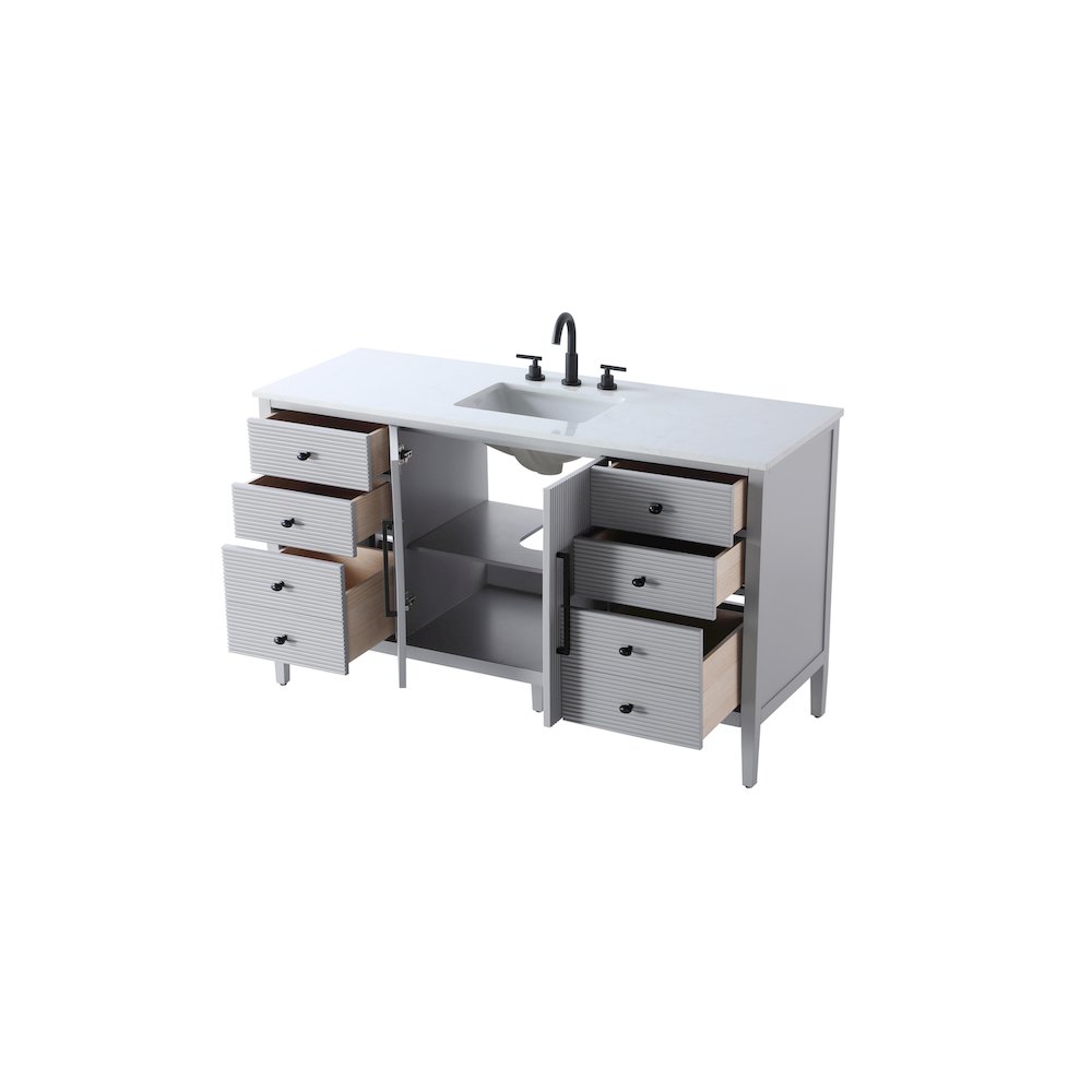 60 inch Single Bathroom Vanity in Grey. Picture 7