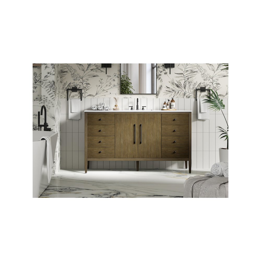 60 inch Single Bathroom Vanity in Hazel Oak. Picture 2