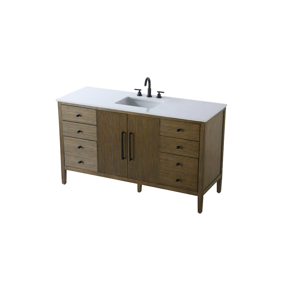60 inch Single Bathroom Vanity in Hazel Oak. Picture 6