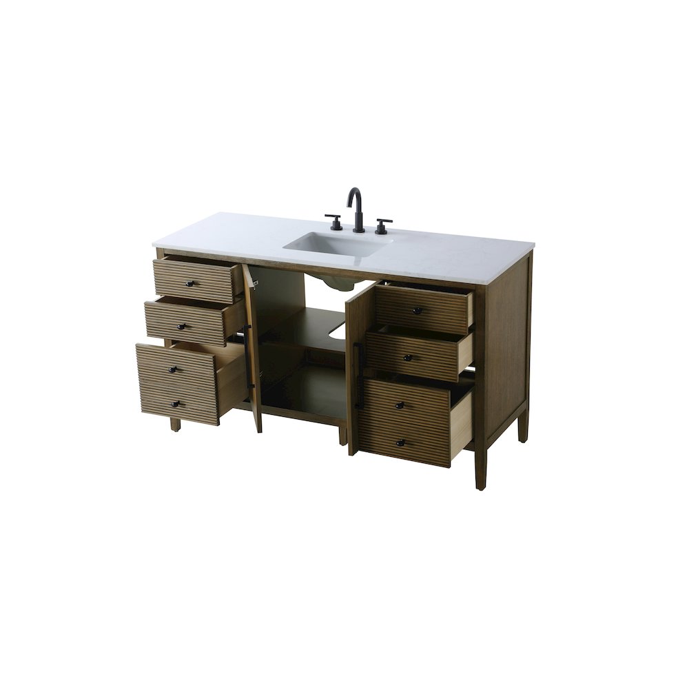 60 inch Single Bathroom Vanity in Hazel Oak. Picture 7