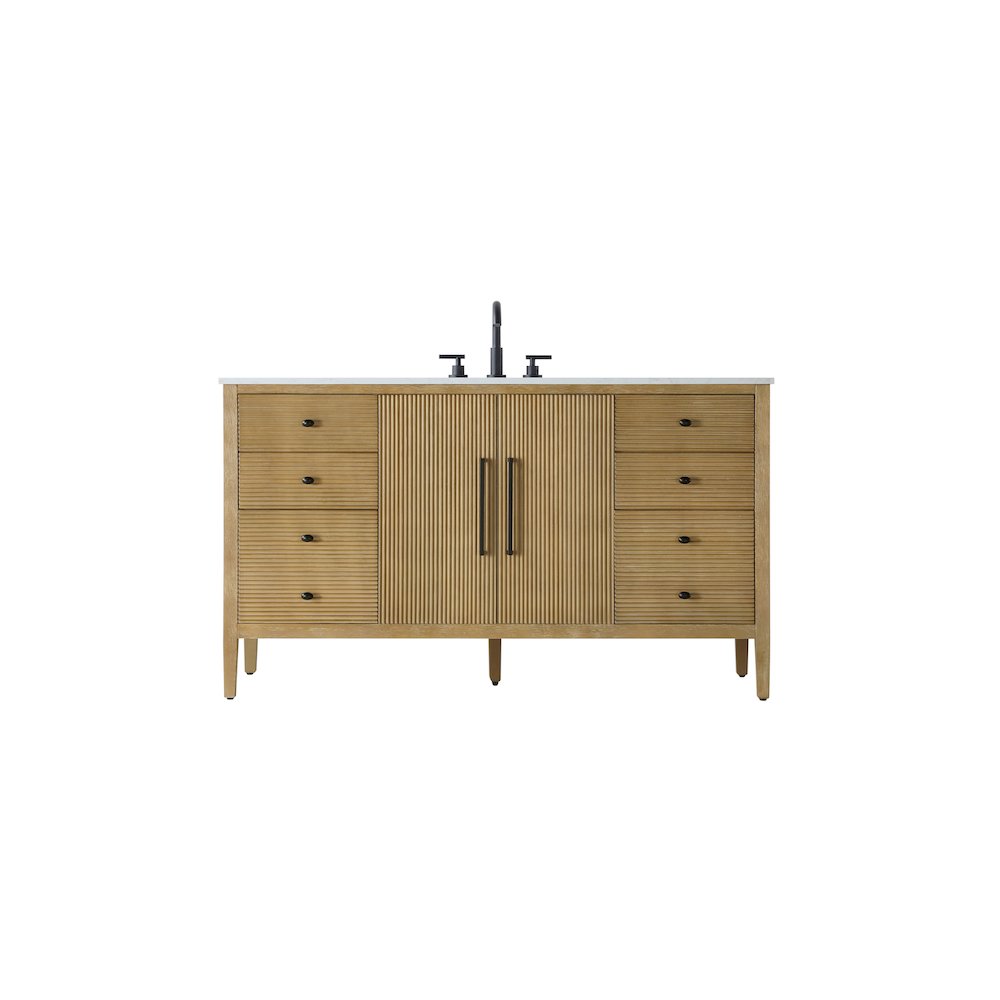 60 inch Single Bathroom Vanity in Linen Oak. Picture 1