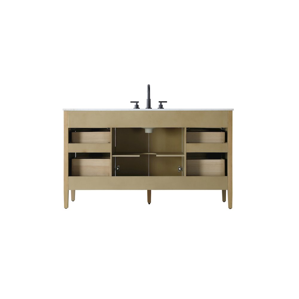 60 inch Single Bathroom Vanity in Linen Oak. Picture 12