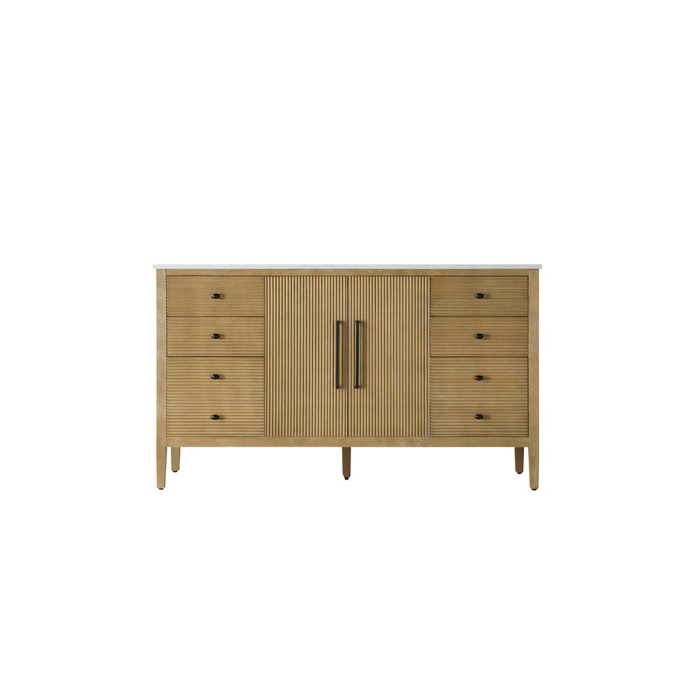 60 inch Single Bathroom Vanity in Linen Oak. Picture 5