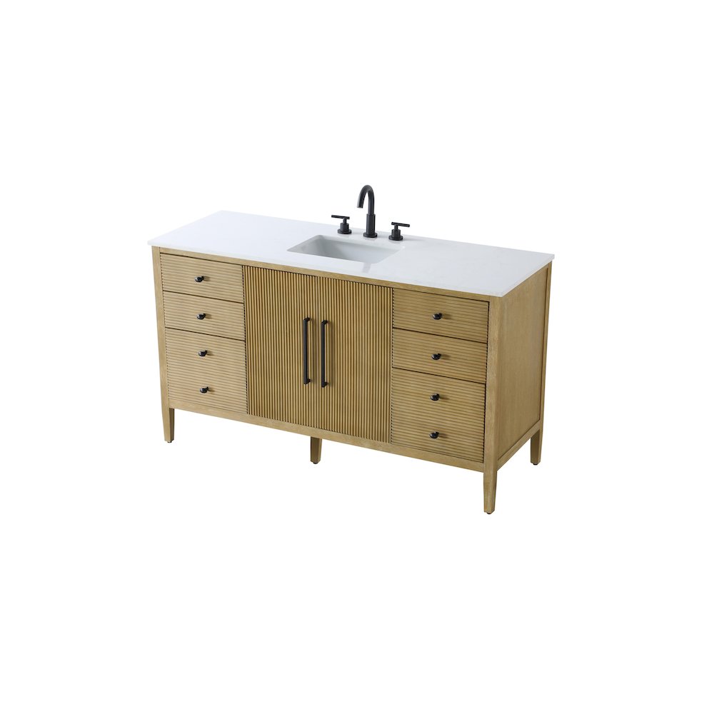 60 inch Single Bathroom Vanity in Linen Oak. Picture 6