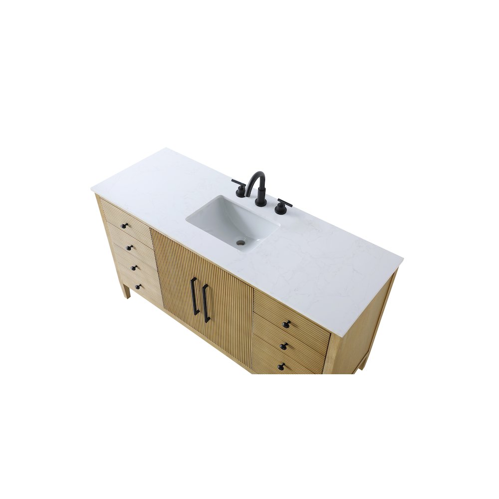 60 inch Single Bathroom Vanity in Linen Oak. Picture 8