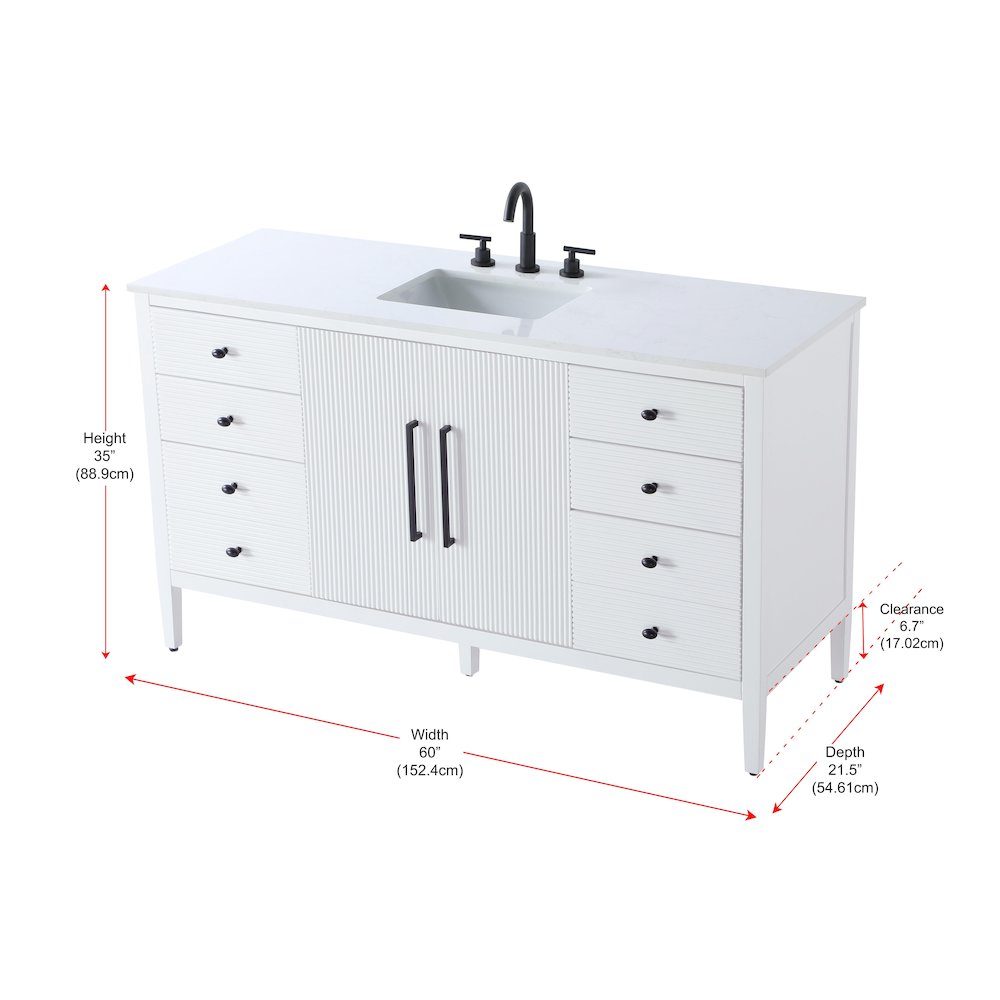 60 inch Single Bathroom Vanity in White. Picture 13