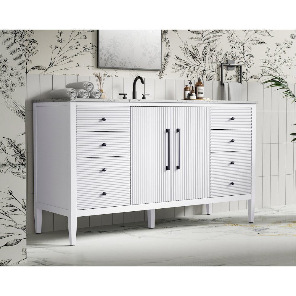 60 inch Single Bathroom Vanity in White. Picture 3