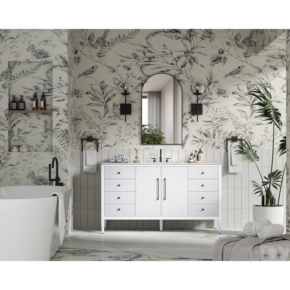 60 inch Single Bathroom Vanity in White. Picture 4