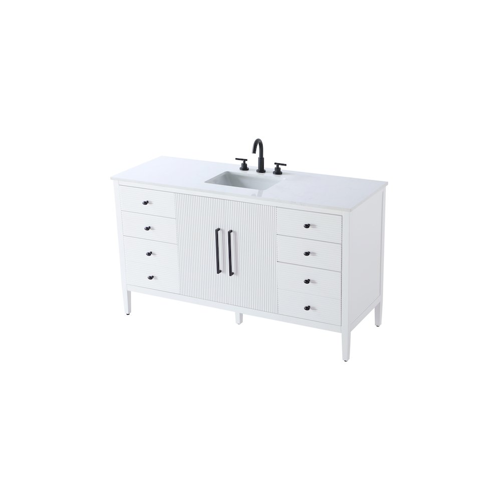 60 inch Single Bathroom Vanity in White. Picture 6