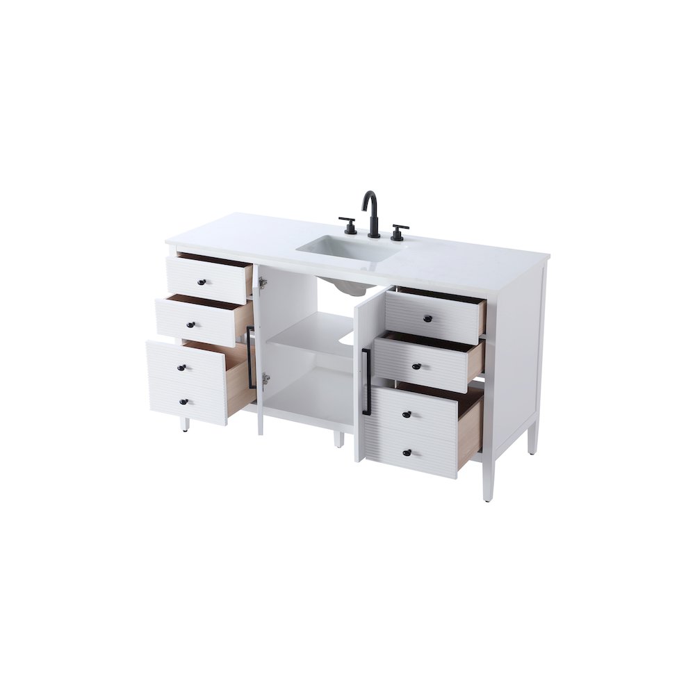 60 inch Single Bathroom Vanity in White. Picture 7