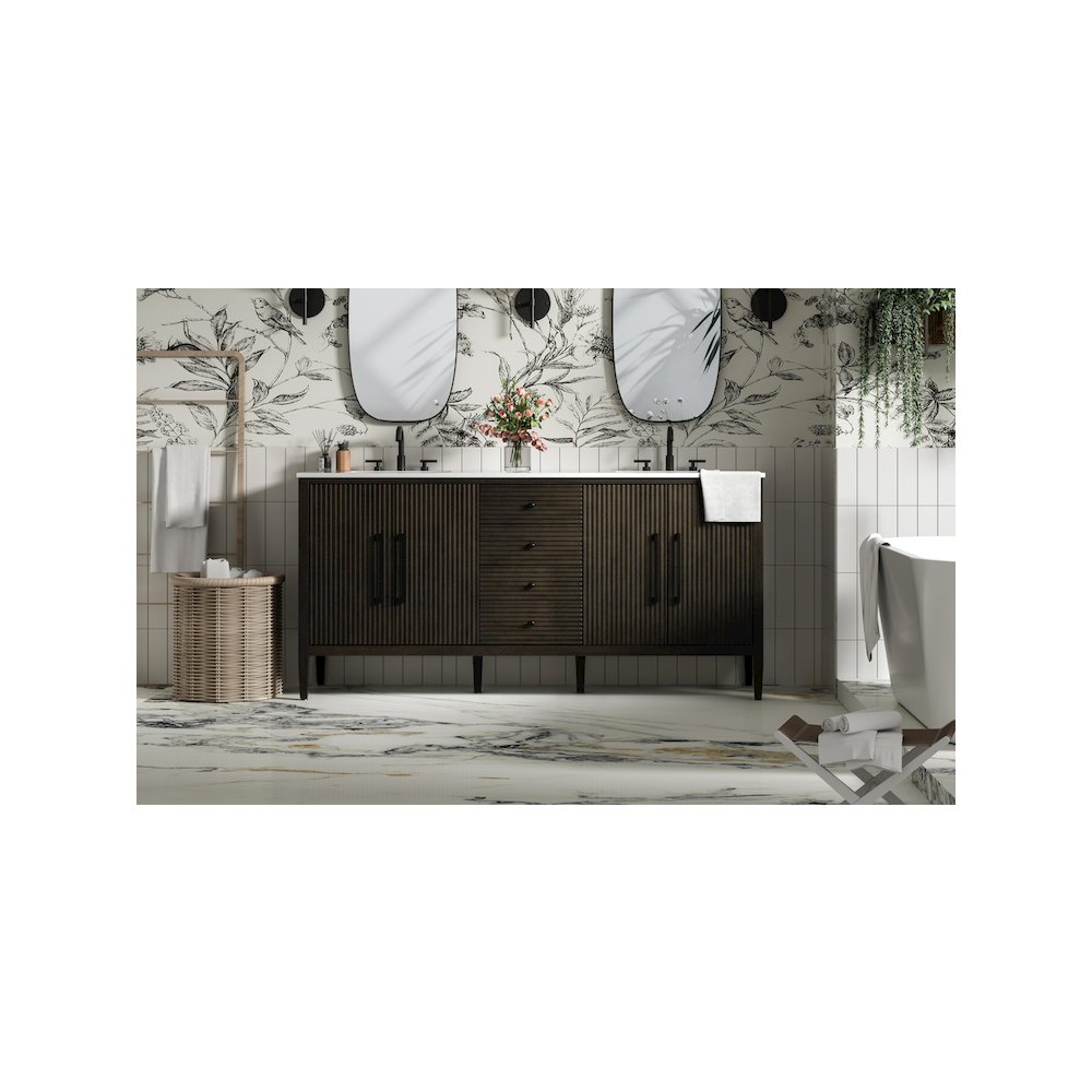 72 inch Double Bathroom Vanity inChocolate Oak. Picture 2