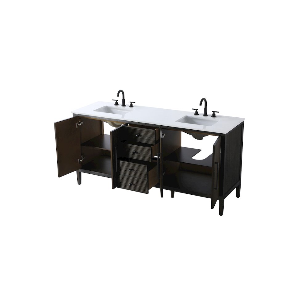 72 inch Double Bathroom Vanity inChocolate Oak. Picture 7