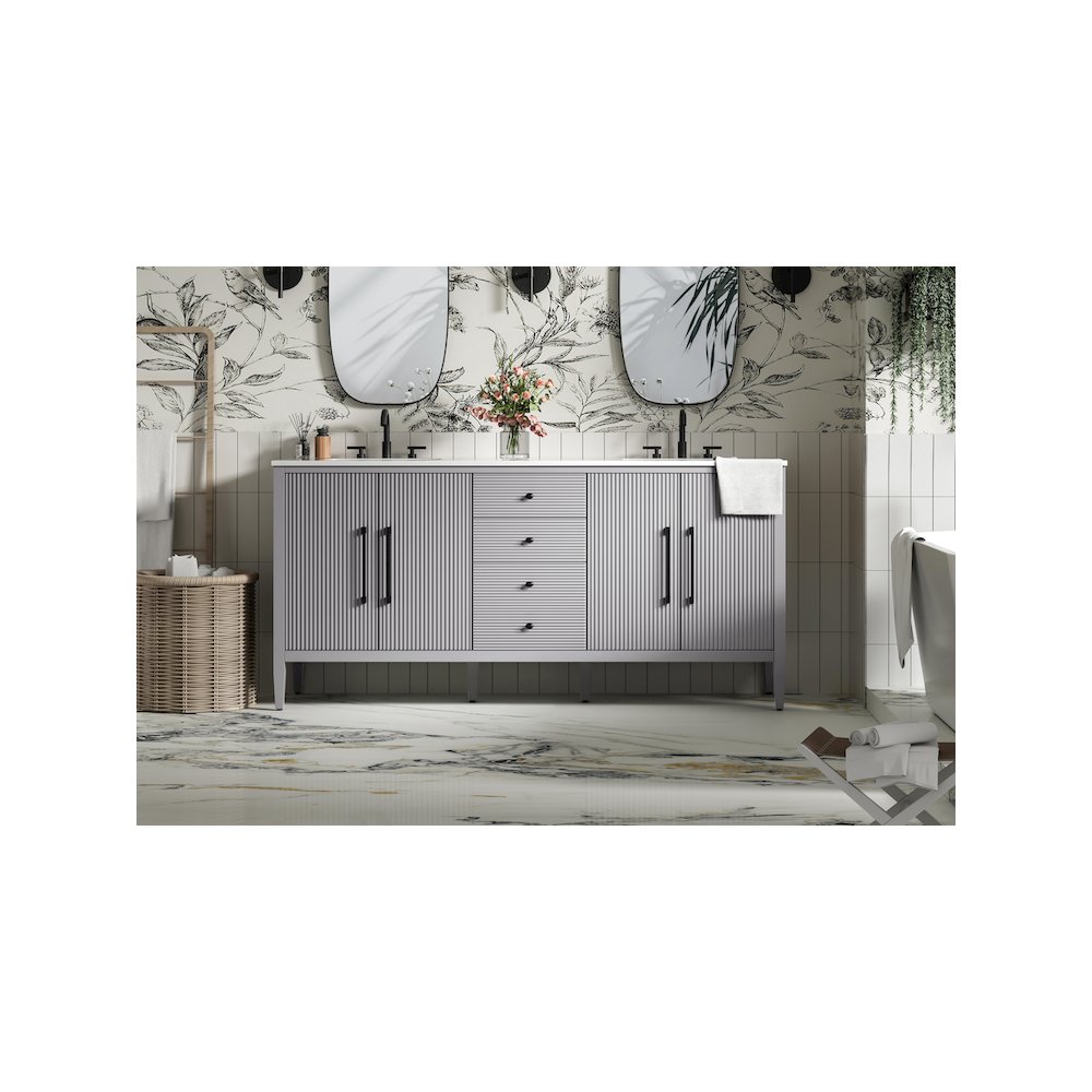 72 inch Double Bathroom Vanity in Grey. Picture 2