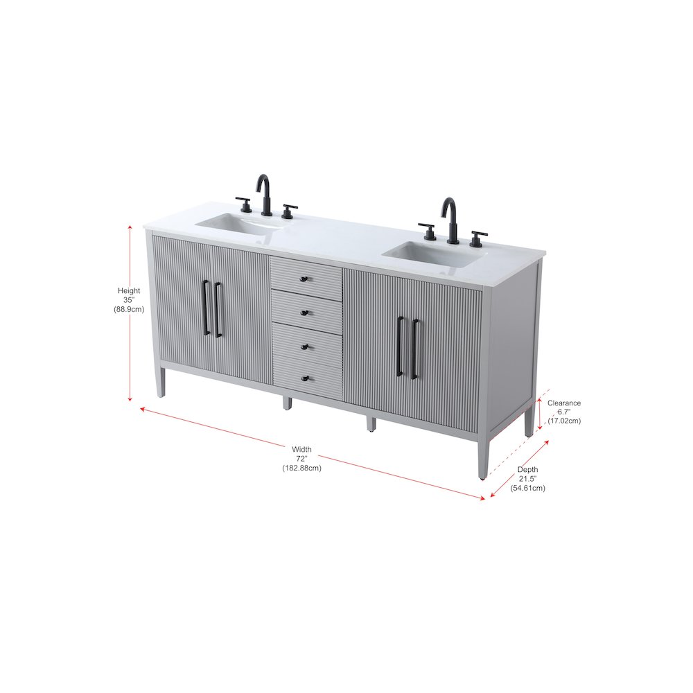 72 inch Double Bathroom Vanity in Grey. Picture 13