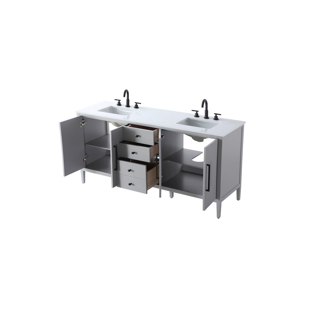 72 inch Double Bathroom Vanity in Grey. Picture 7