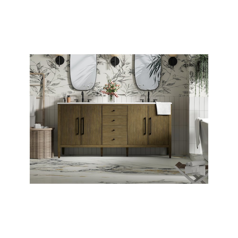 72  inch Double Bathroom Vanity in Hazel Oak. Picture 2