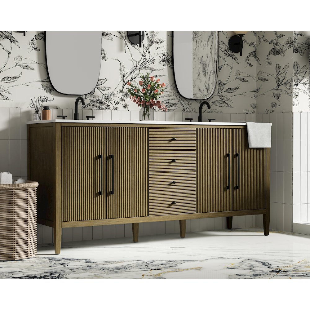72  inch Double Bathroom Vanity in Hazel Oak. Picture 3