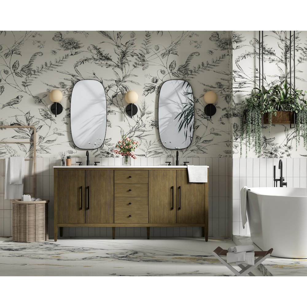 72  inch Double Bathroom Vanity in Hazel Oak. Picture 4