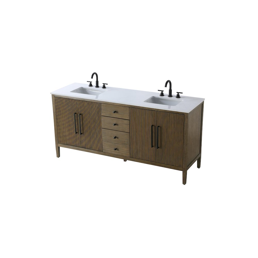 72  inch Double Bathroom Vanity in Hazel Oak. Picture 6