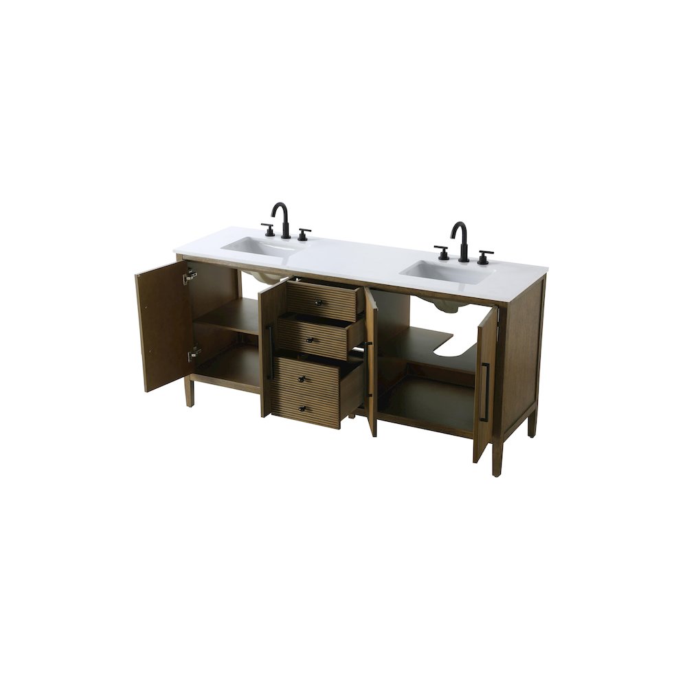72  inch Double Bathroom Vanity in Hazel Oak. Picture 7
