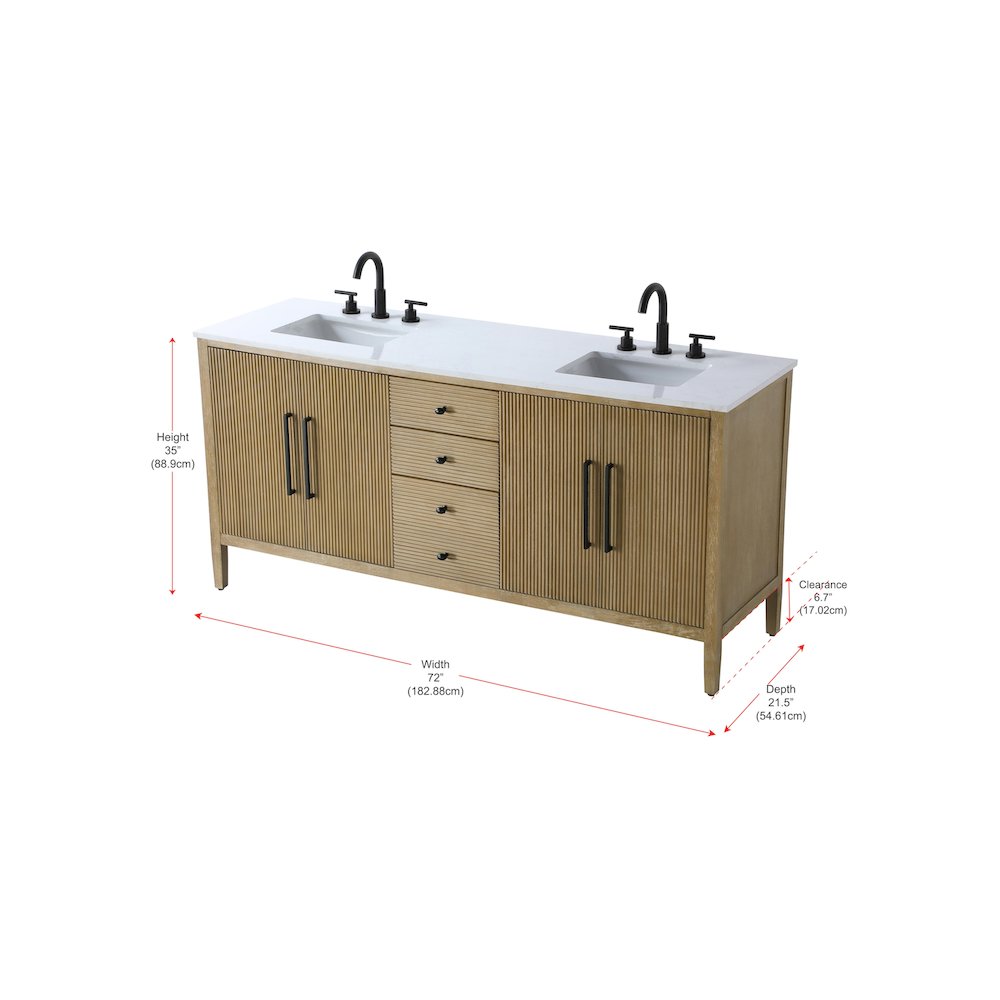 72  inch Double Bathroom Vanity in Linen Oak. Picture 13