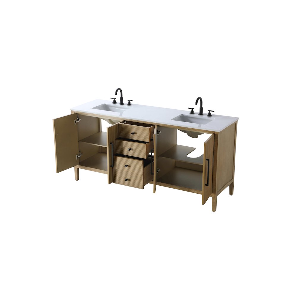 72  inch Double Bathroom Vanity in Linen Oak. Picture 7