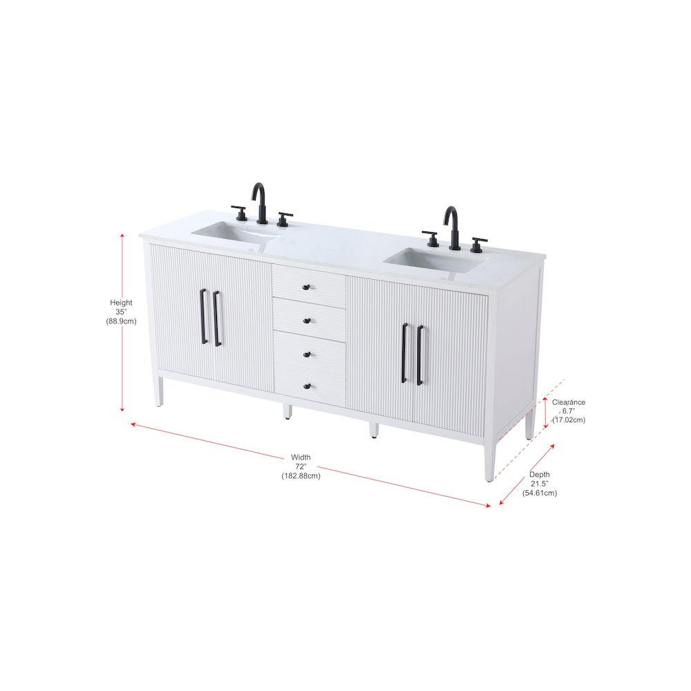 72 inch Double Bathroom Vanity in White. Picture 13