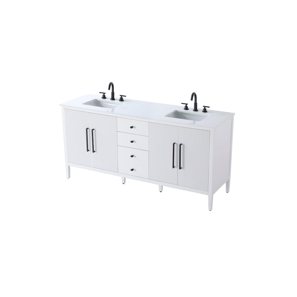 72 inch Double Bathroom Vanity in White. Picture 6