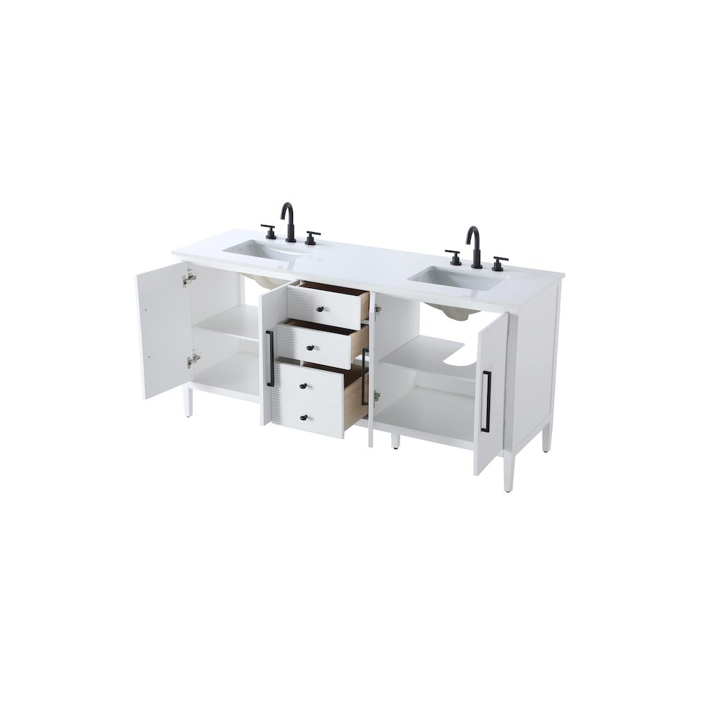 72 inch Double Bathroom Vanity in White. Picture 7