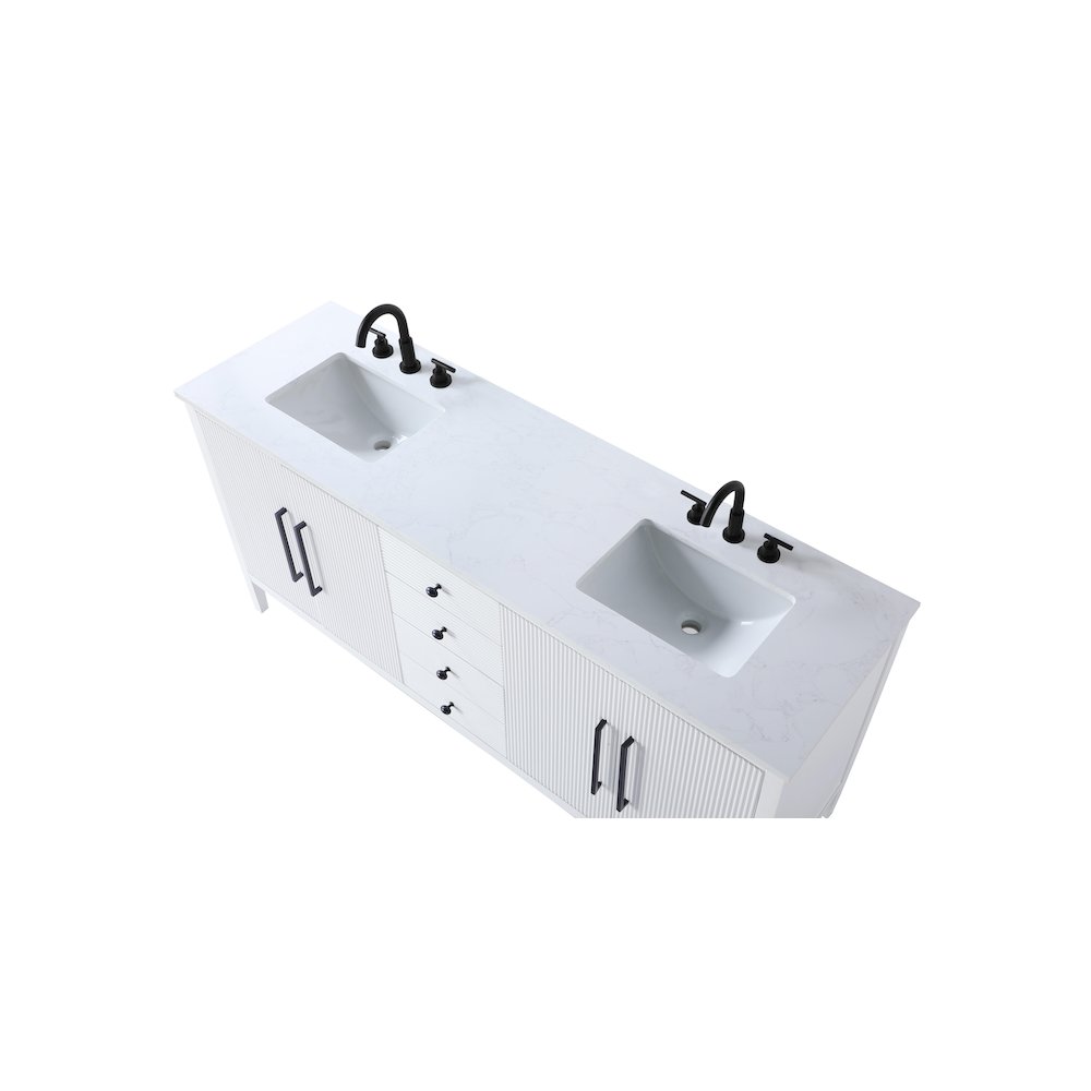 72 inch Double Bathroom Vanity in White. Picture 8