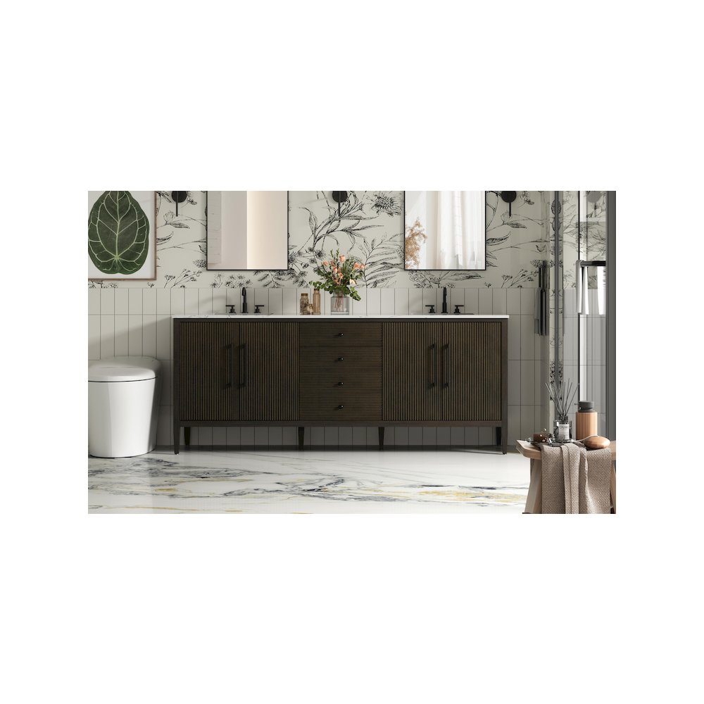 84 inch Double Bathroom Vanity inChocolate Oak. Picture 2