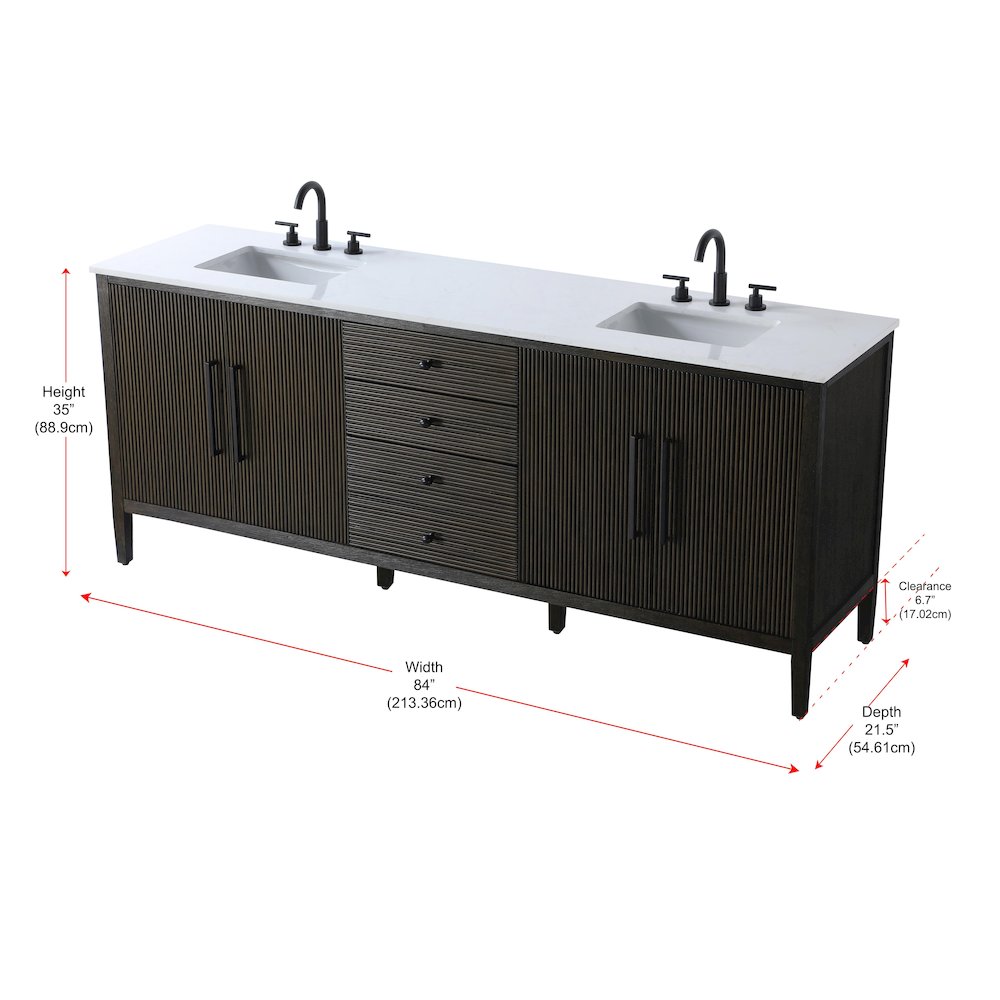 84 inch Double Bathroom Vanity inChocolate Oak. Picture 13