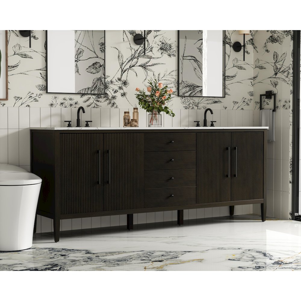 84 inch Double Bathroom Vanity inChocolate Oak. Picture 3