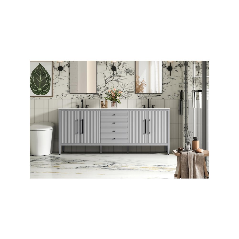 84 inch Double Bathroom Vanity in Grey. Picture 2