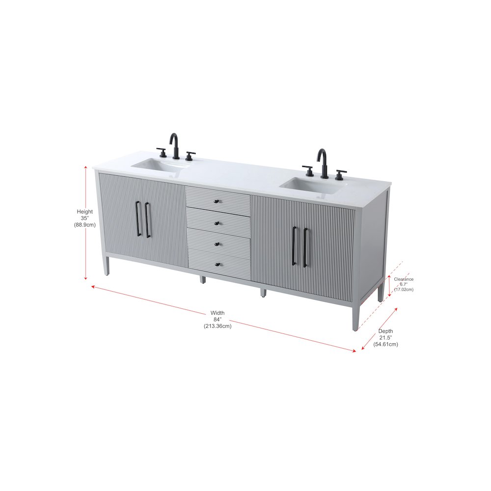 84 inch Double Bathroom Vanity in Grey. Picture 13