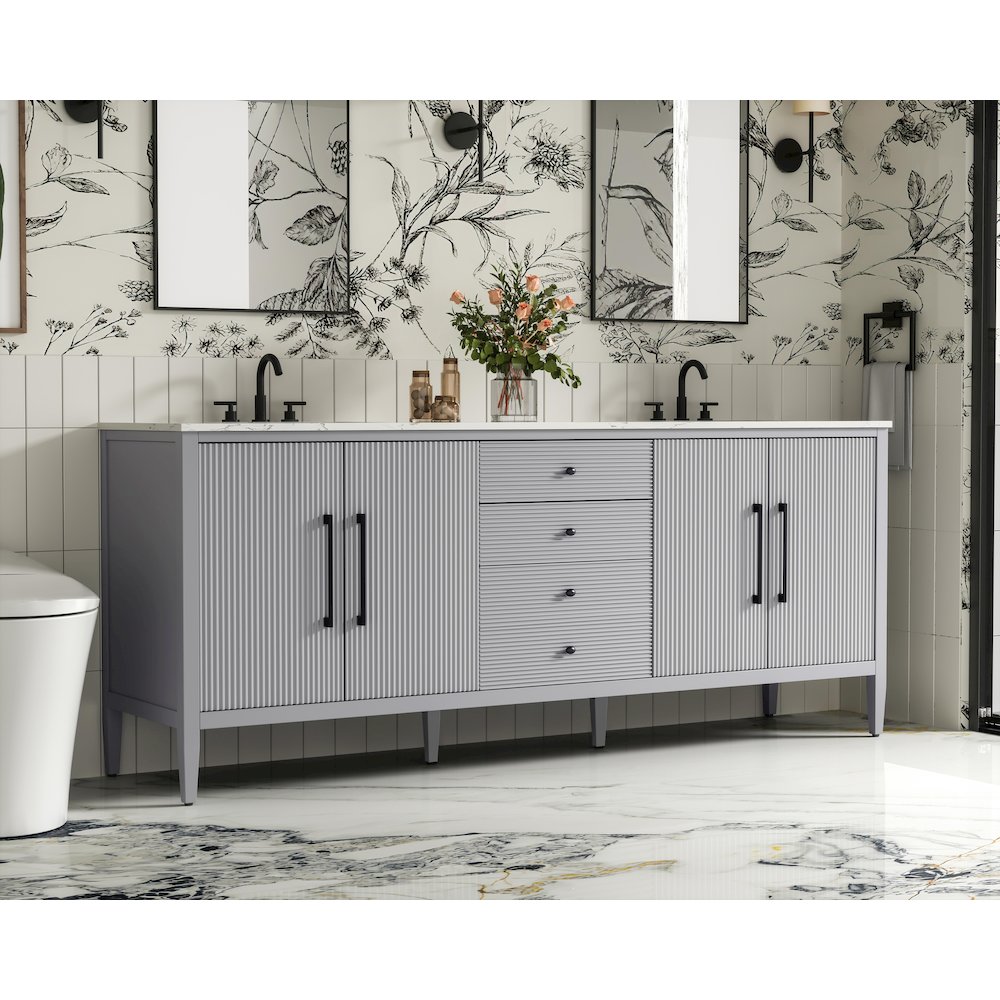 84 inch Double Bathroom Vanity in Grey. Picture 3