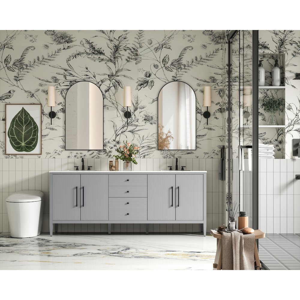 84 inch Double Bathroom Vanity in Grey. Picture 4