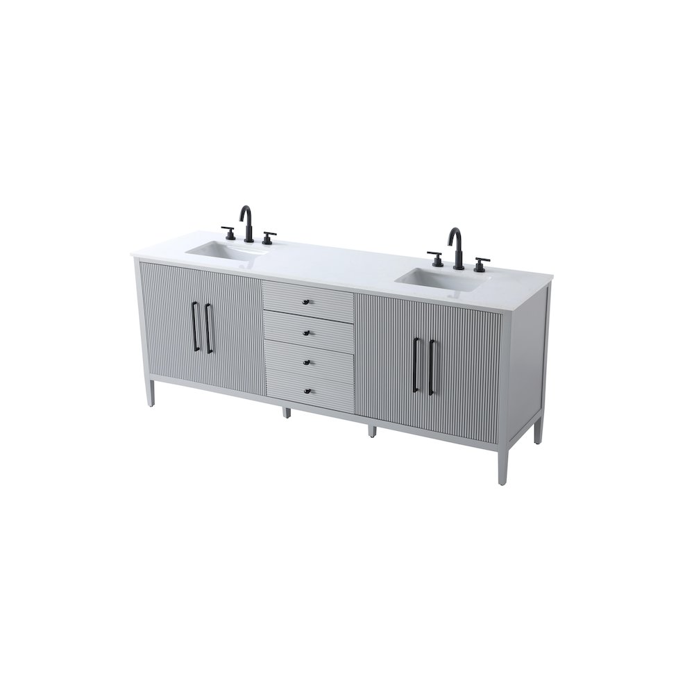 84 inch Double Bathroom Vanity in Grey. Picture 6