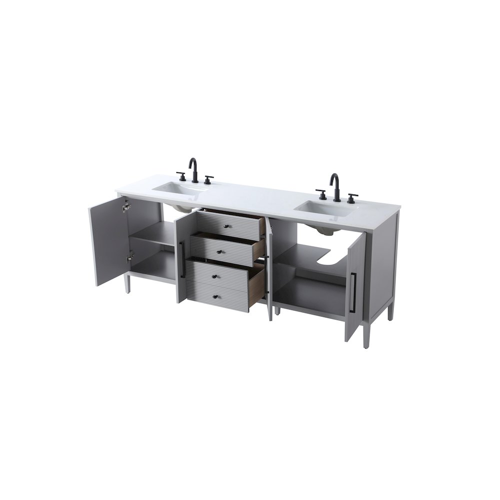 84 inch Double Bathroom Vanity in Grey. Picture 7