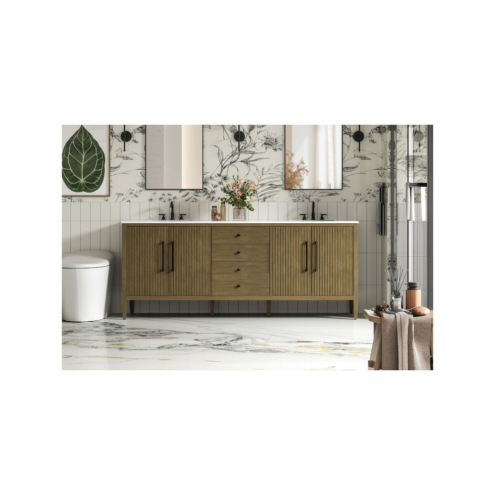 84 inch Double Bathroom Vanity in Hazel Oak. Picture 2