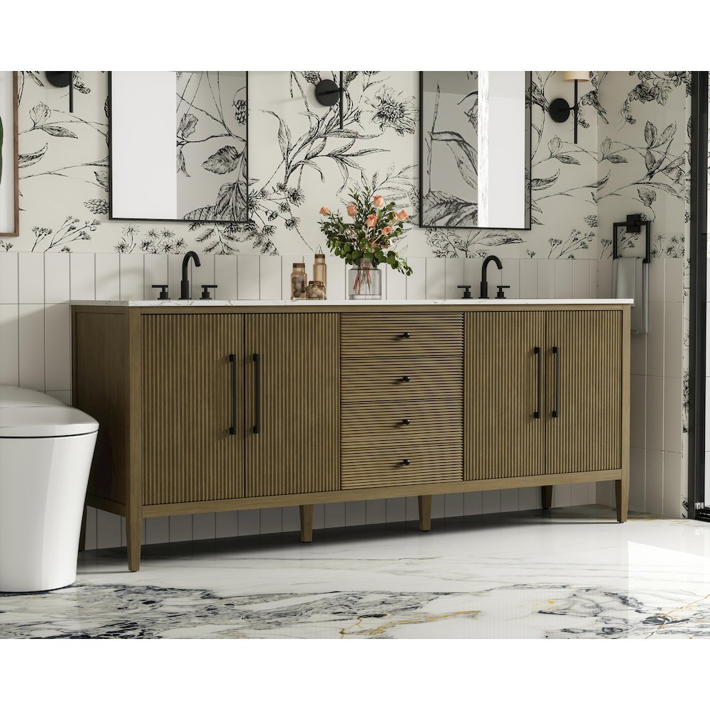84 inch Double Bathroom Vanity in Hazel Oak. Picture 3