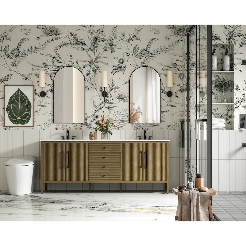 84 inch Double Bathroom Vanity in Hazel Oak. Picture 4
