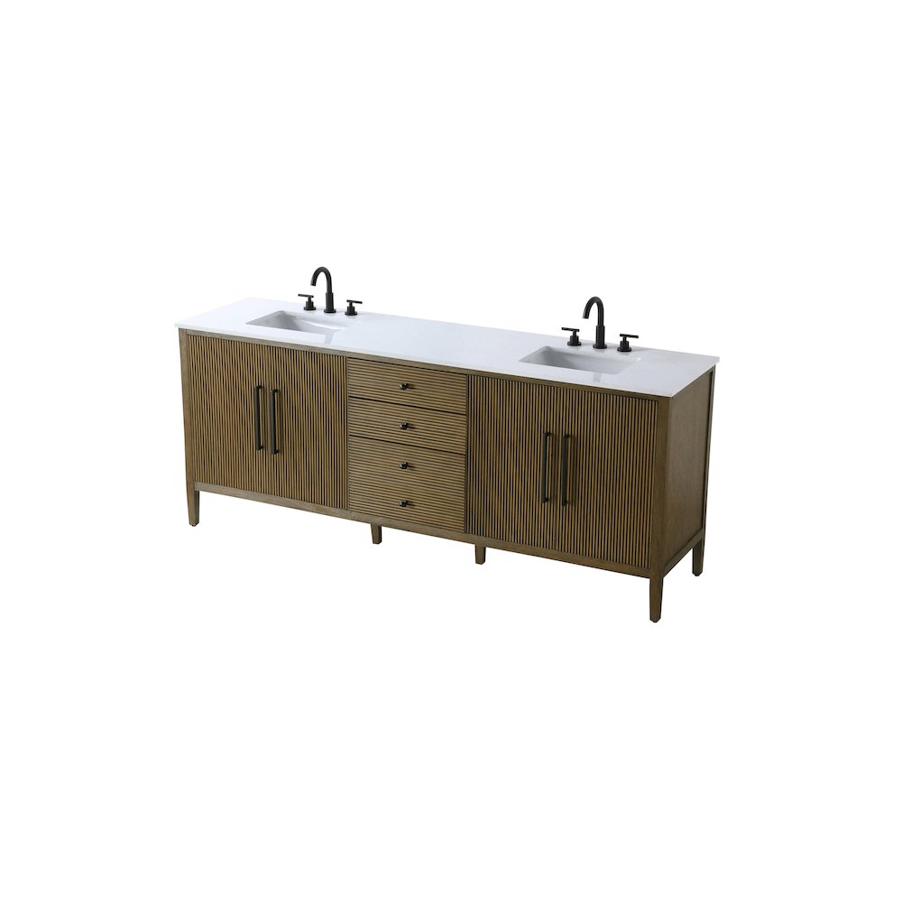 84 inch Double Bathroom Vanity in Hazel Oak. Picture 6