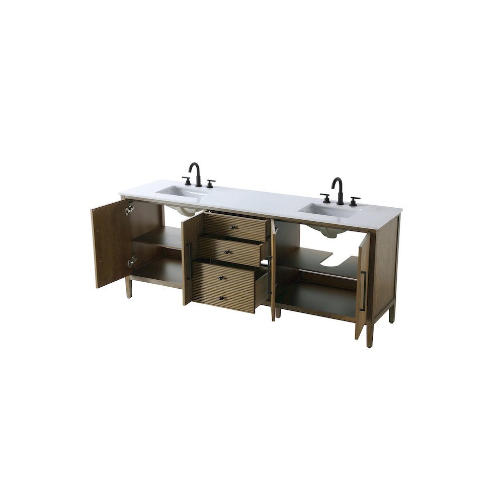 84 inch Double Bathroom Vanity in Hazel Oak. Picture 7