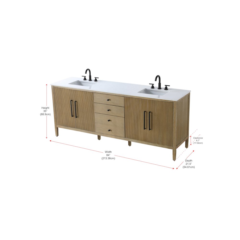 84 inch Double Bathroom Vanity in Linen Oak. Picture 13