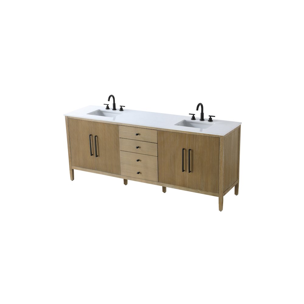 84 inch Double Bathroom Vanity in Linen Oak. Picture 6